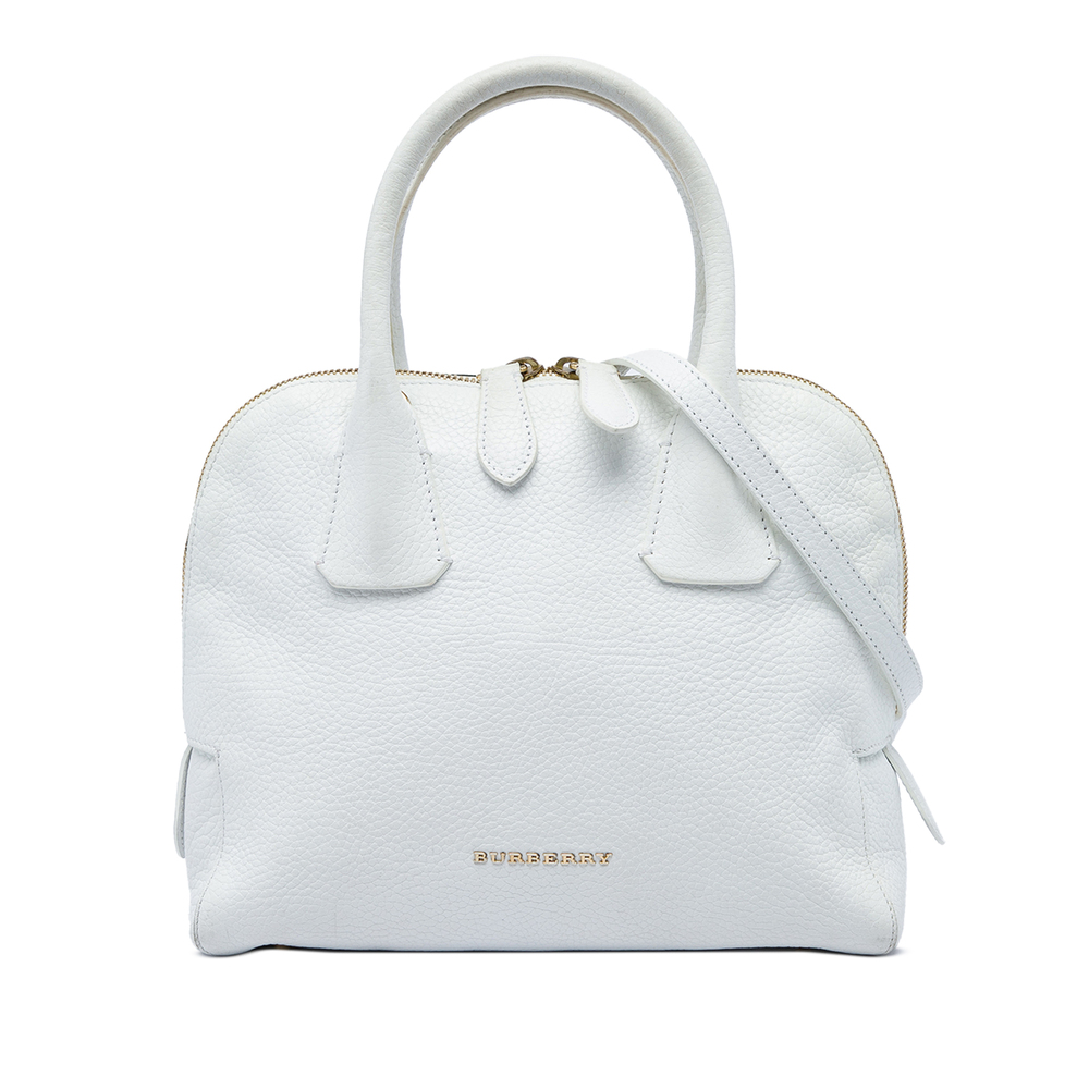 Pre-Loved Burberry Small Grained Calfskin Greenwood Satchel